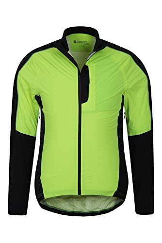 Mountain Warehouse Fahren Chaqueta de Ciclismo para Hombre - Chubasquero Impermeable 5000 mm, Transpirable, hidroabsorbente, Detalles Reflectantes - Excursión, Exterior Amarillo XS