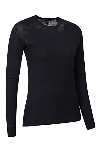 Mountain Warehouse Top térmico Interior de Lana Merina para Mujer - Camiseta Ligera para Mujer, Transpirable, Antibacteriana Negro 52