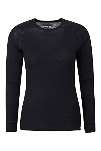 Mountain Warehouse Top térmico Interior de Lana Merina para Mujer - Camiseta Ligera para Mujer, Transpirable, Antibacteriana Negro 52