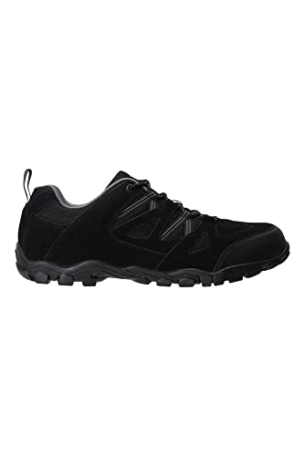 Mountain Warehouse Zapatos para Caminar al Aire Libre de Hombre - Parte Superior de Gamuza y Malla, Plantilla de EVA Acolchada, Suela de Goma - para Senderismo, Viajes Negro 43