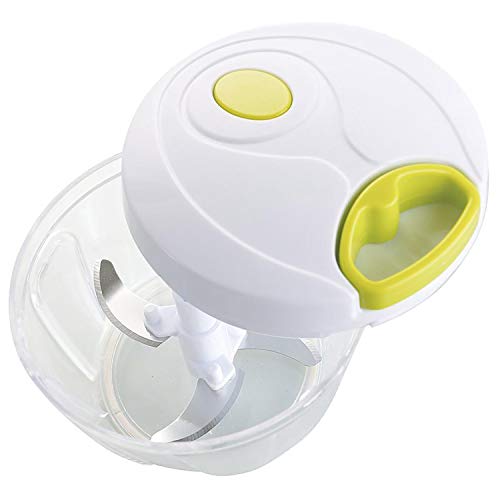 MovilCom® - Cortador de Verduras | Picadora Manual de Alimentos | trituradora de Alimentos para Verduras, Carne, Hierbas, Cebolla, ajo, Ensalada | Picadora Manual con Cuerda | 400ml