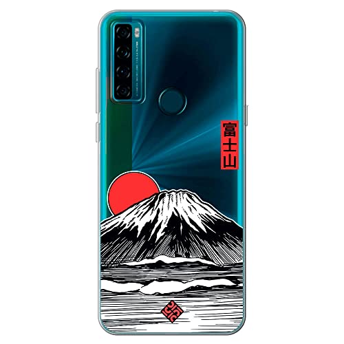 Movilshop Funda para [ TCL 20 SE ] Dibujo Japones [ Monte Fuji ] de Silicona Flexible Transparente Carcasa Case Cover Gel para Smartphone.