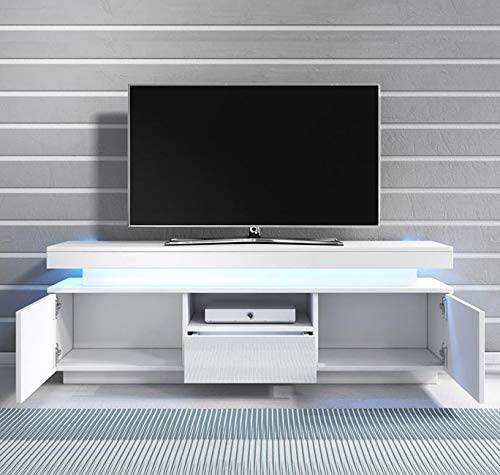 Mueble TV Modelo Persis (130cm) Blanco – Todo el Mueble PVC Alto Brillo