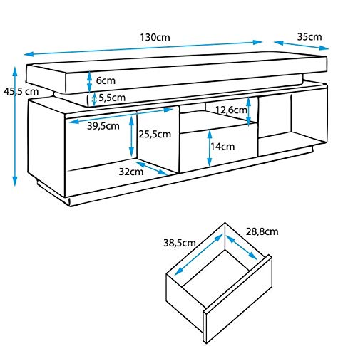 Mueble TV Modelo Persis (130cm) Blanco – Todo el Mueble PVC Alto Brillo