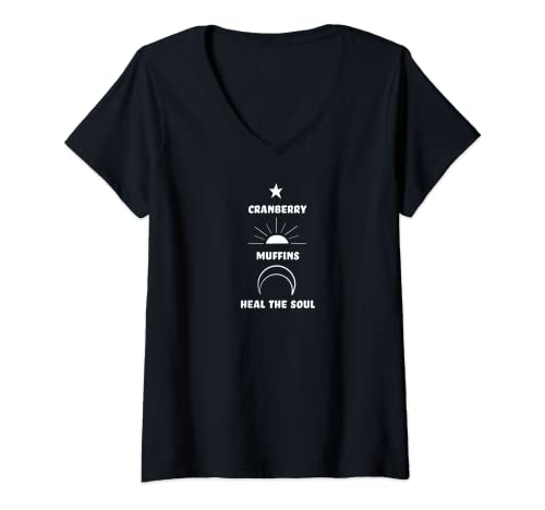 Mujer Muffins de arándano curar el alma foodie hornear espiritual lindo Camiseta Cuello V