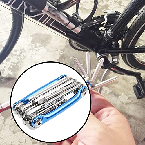 Multiusos Bici Herramientas, Multiherramienta Bici, Mini Bici Plegables Herramientas 11 en 1 Multifunción Bicicleta Reparacion Herramientas Mantenimiento Herramientas Kit (Azul)