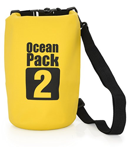 MyGadget Bolsa Estanca 2L - Bolsa Impermeable - Dry Bag Protección Waterproof Mochila para Viajes y Deportes cómo Kayak, Surf - Amarillo