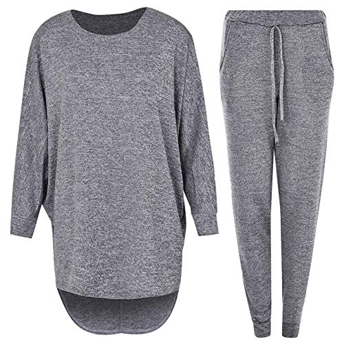 N-B Chandal Completo Mujer Largos Casual Ropa Invierno Primavera Yoga Deportiva Tallas Grandes Conjunto Top Suelto de Manga Larga O -Cuello y Pantalon Jogger con Bolsillos y Cordón 4 Colores