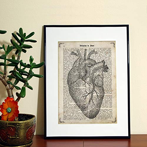 Nacnic Poster de Corazon anatomico. Láminas románticas de Amor con definiciones. Ilustraciones para tu Pareja, Familia, Mujer. Tamaño A4