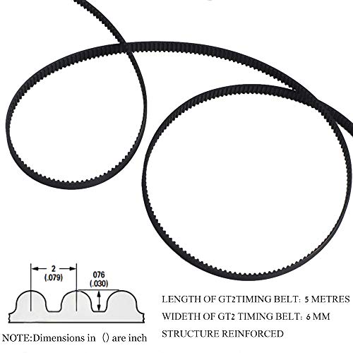 NACTECH Correa Dentada GT2 6mm 5M con 8pcs Polea GT2 8mm con 20 Dientes de Aluminio Kit Impresora 3D Accesorios Anet A8 Poleas Dentadas Sincronización con Llave L e 16 Tornillo