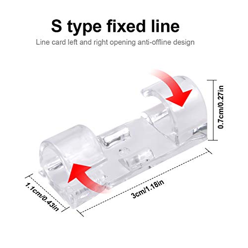 NATUCE 40PCS Organizador de Cables con Adhesivo, Abrazadera de Cables, Clips de Cable Adhesivos, Sujetacables de Alambre, Organizador de Cables Clip para Cables en Hogar, Oficina y Coche (7mm-40pcs)