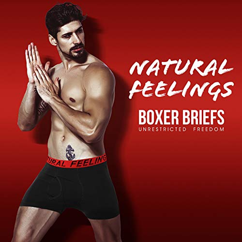 Natural Feelings Navidad Ropa Interior Bóxer Hombre Boxer Shorts Algodón,Pack de 3,Gris/Rojo/Blanco