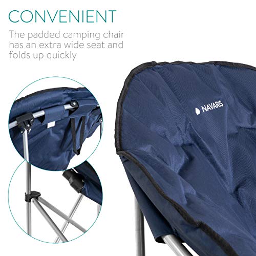 Navaris Silla Redonda Plegable - Asiento para Camping con Bolsa - Silla portátil para Acampada - Silla para el Aire Libre Pesca Playa