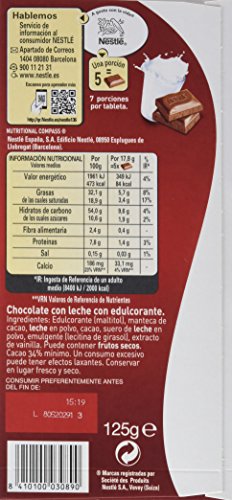 Nestle sin azúcares añadidos Chocolate con Leche - Tableta de chocolate 6x125g