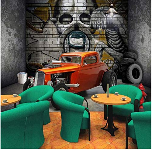 Newberli Fondo Depantalla De Murales De Pared 3D Personalizadosespacio Estereoscópico Coche Cráneo Calle Graffiti Arte Restaurante Fondo Pintura De Pared