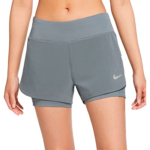 NIKE W NK Eclipse 2IN1 Short Shorts, Smoke Grey/Reflective silv, XS Women's