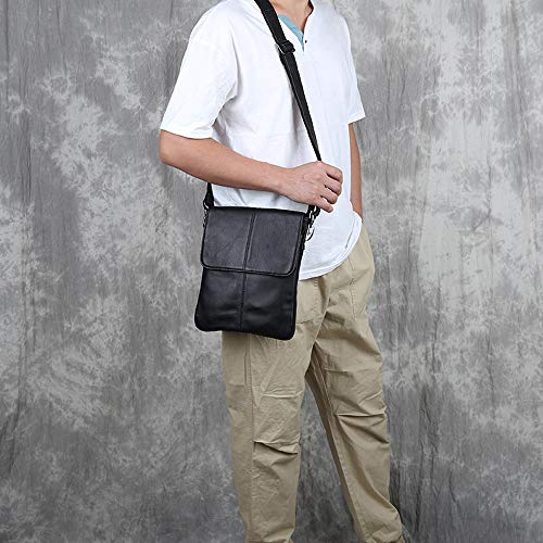 NIYUTA Shoppers Y Bolsos De Hombro Hombre Casual Primera Capa de Piel de Vaca Negocio Bolsos ES1014 Fekete