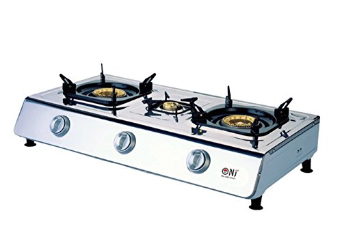 NJ NGB-300 Estufa de gas 3 quemadores Portátil Acero inoxidable Piezo Wok Camping GLP para exteriores