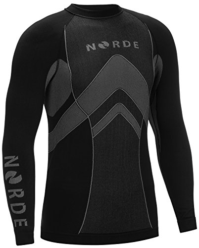 Norde THERMOTECH Base Layer Set Manches Longues + Collant Long (Noir/Gris, M)