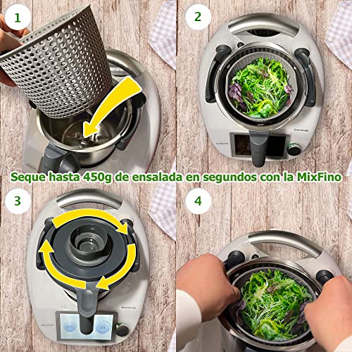 NOVEDAD: MixFino centrifugadora de ensalada para robot de cocina Thermomix, accesorios Thermomix TM6 robot de cocina TM5 - Ensalada seca con Termomix 6 robot de cocina original, fabricado en Alemania