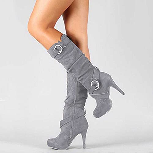 NUSGEAR 2021 Botas de tacon alto Mujer Fiesta Zapatos Ante Otoño Invierno Botas de Nieve Cómodos Botines Moda Delgado Botas altas Tacon Tobillo caliente Botas de Agua terciopelo fino Mujer