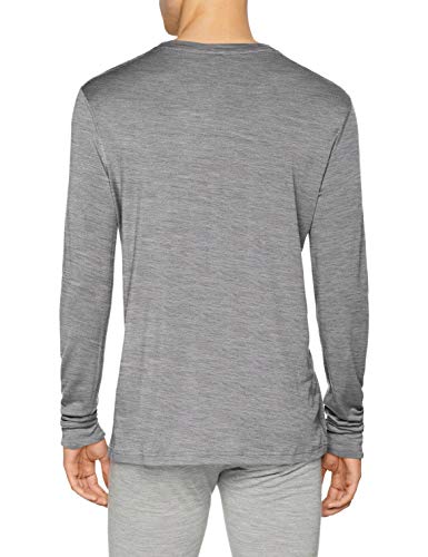 Odlo Camiseta Interior para Hombre Bl Top Crew Neck L/S Natural 100% Merino Warm, Hombre, Camiseta, 110812, Gris Melange - Gris Melange, XX-Large