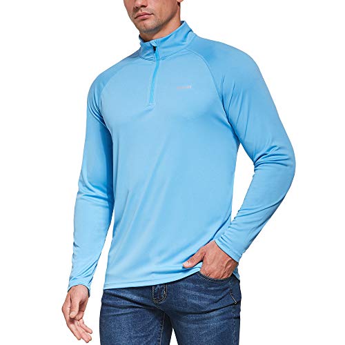 Ogeenier Hombre Deportiva Camiseta de Manga Larga con protección Solar contra UV UPF 50+