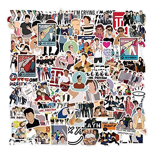 One Direction Stickers Pack 100Pcs, Laptop Stickers Bomb Vinyl Stickers Paquete Variado para Equipaje Computadora Monopatín Coche Motocicleta Calcomanía para Adolescentes Adultos