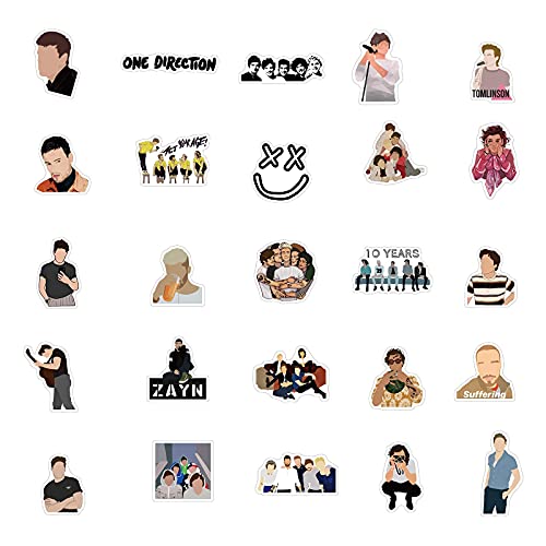 One Direction Stickers Pack 100Pcs, Laptop Stickers Bomb Vinyl Stickers Paquete Variado para Equipaje Computadora Monopatín Coche Motocicleta Calcomanía para Adolescentes Adultos