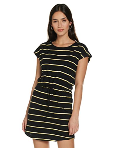 Only Onlmay S/s Dress Noos Vestido de Verano, Multicolor (Black Stripes: Double Yolk Yellow/Cl. Dancer), 42 (Talla del Fabricante: Large) para Mujer