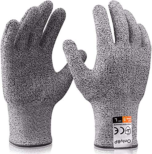 OnlyBP® Guantes Anticorte (1 par), Guantes de protección y anticorte, Guantes resistentes a los Cortes Nivel 5 (L)