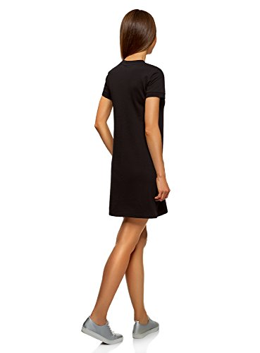 oodji Ultra Mujer Vestido Holgado de Punto, Negro, ES 38 / S