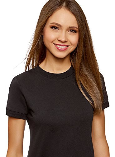 oodji Ultra Mujer Vestido Holgado de Punto, Negro, ES 38 / S