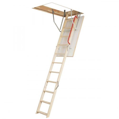 Optistep Escalera plegable de madera de 3 secciones, para desván, escaleras de ático, tamaño del marco: 60 cm x 120 cm de altura de hasta 280 cm y escotilla aislada.