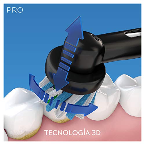 Oral-B PRO 2 CrossAction Cepillo de Dientes Eléctrico con Mango Recargable, Tecnología Braun, 1 Cabezal de Recambio, Temporizador, Control de Presión y Funda de Viaje, 2500 - Negro