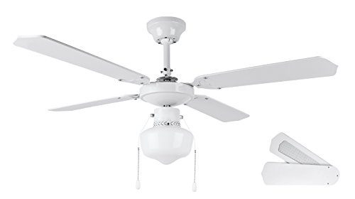 Orbegozo CL 04105 B - Ventilador de techo con luz, 50 W de potencia, diámetro de 105 cm, 4 palas reversibles y 3 velocidades, blanco