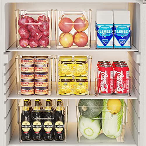 Organizador Nevera, Organizador Frigorifico Juego de 8 (2 grandes, 2 pequeños, 4 medianos), Organizadores Latas Nevera Bandeja Frigorifico Universal para la Cocina, Despensa, Armarios y Refrigerador