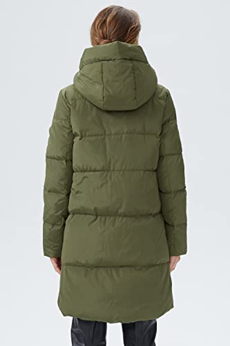 Orolay Chaqueta de Invierno Chaqueta de Plumón con Capucha y Cordón de Moda Abrigo con Cremallera Ejercito Verde S