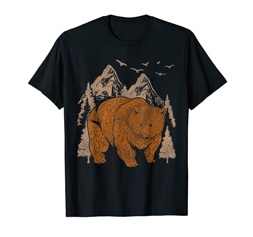 Oso Grizzly Montaña Naturaleza Animales Del Bosque Oso Pardo Camiseta