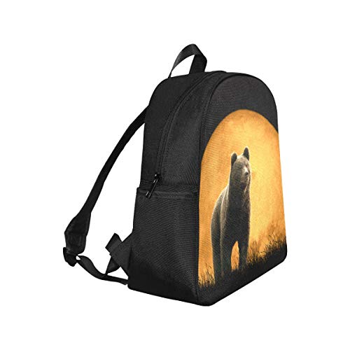 Oso Pardo de pie en la Mochila de Madera para Adolescentes 12.40x5.12x14.17 Pulgadas Monedero Mochila Multiusos Mochila Informal para Correr Viajes de Negocios Escuela, Oficina