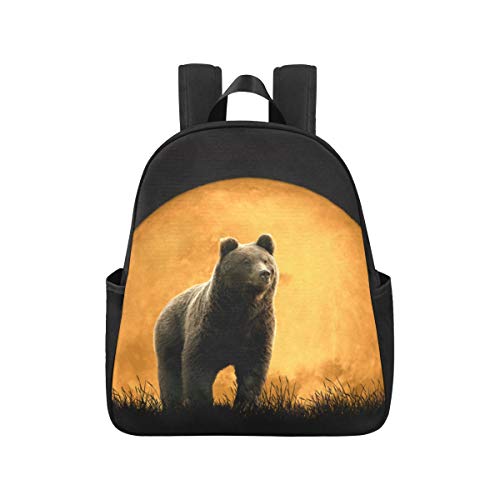 Oso Pardo de pie en la Mochila de Madera para Adolescentes 12.40x5.12x14.17 Pulgadas Monedero Mochila Multiusos Mochila Informal para Correr Viajes de Negocios Escuela, Oficina