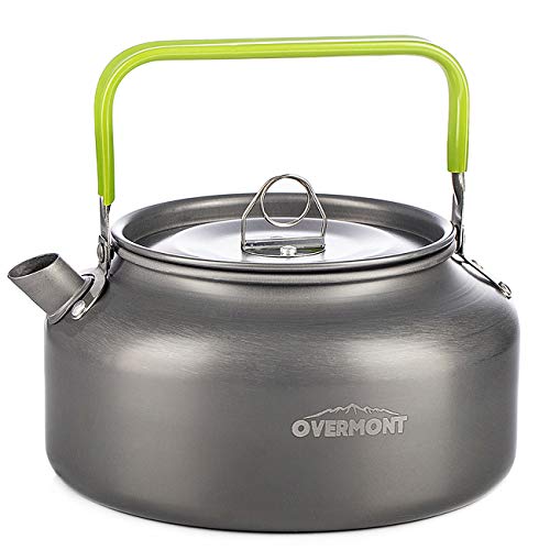 Overmont 1,2 L Hervidor de Agua portátil Tetera Cafetera Outdoor Kettle de Aluminio para Camping Exterior Picnic Senderismo