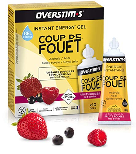 OVERSTIM.s - Coup De Fouet (10 X 30 G) - Frutas Rojas - Gel Energético Líquido Para El Deporte 300 g