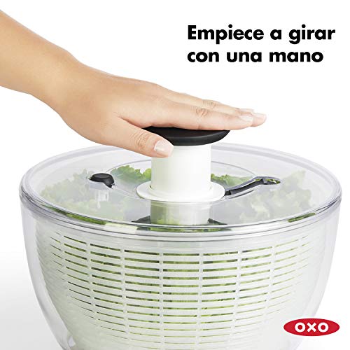 OXO Good Grips, Centrifugadora y escurridor transparente para ensaladas y verduras, tamaño grande