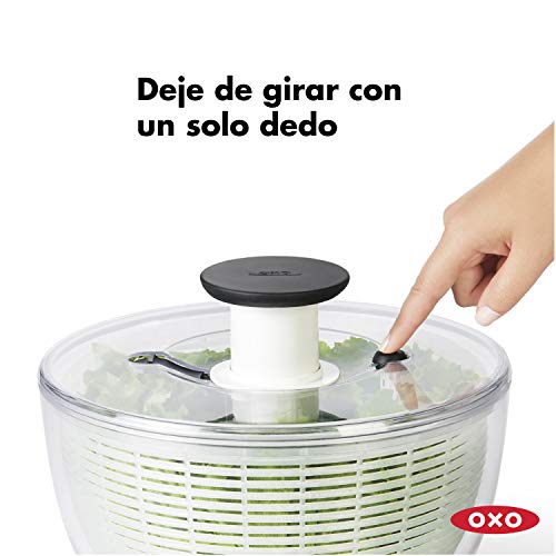 OXO Good Grips, Centrifugadora y escurridor transparente para ensaladas y verduras, tamaño grande