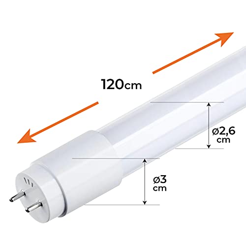 Pack 5x Tubo LED 120cm 18w. Color Blanco Neutro (4500K). Standard T8. 1800 lumenes. Cebador LED incluido.