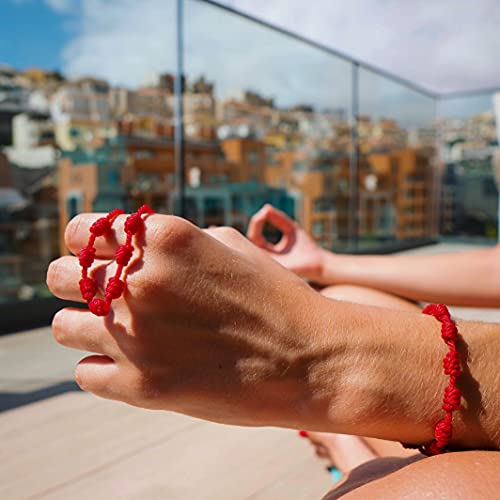 Pack de 4 Pulseras Roja 7 Nudos Amuleto de Hilo Rojo Pulsera de la Suerte y Protección es Unisex, Ajustable que Aporta Buena Suerte Pulsera Amistad, Familia, Pareja