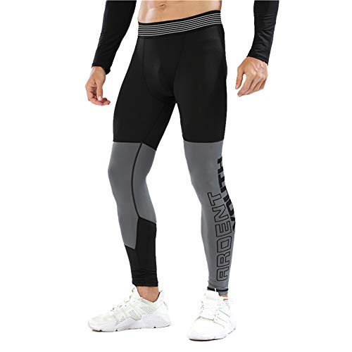 palglg Hombres Aptitud Polainas Fitness Leggings Deportes Compresión Trotar Capa Base Formación Pantalones Negro Gris L