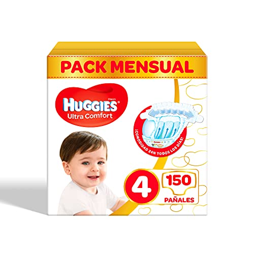 Pañales para bebé Huggies Ultra Comfort, talla 4 (7-18 kg), 150 unidades