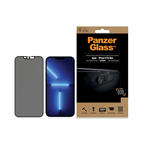 PanzerGlass - Protector de pantalla para iPhone 13 Pro Max 2021 de 6,7" con CamSlider™ Black Privacy